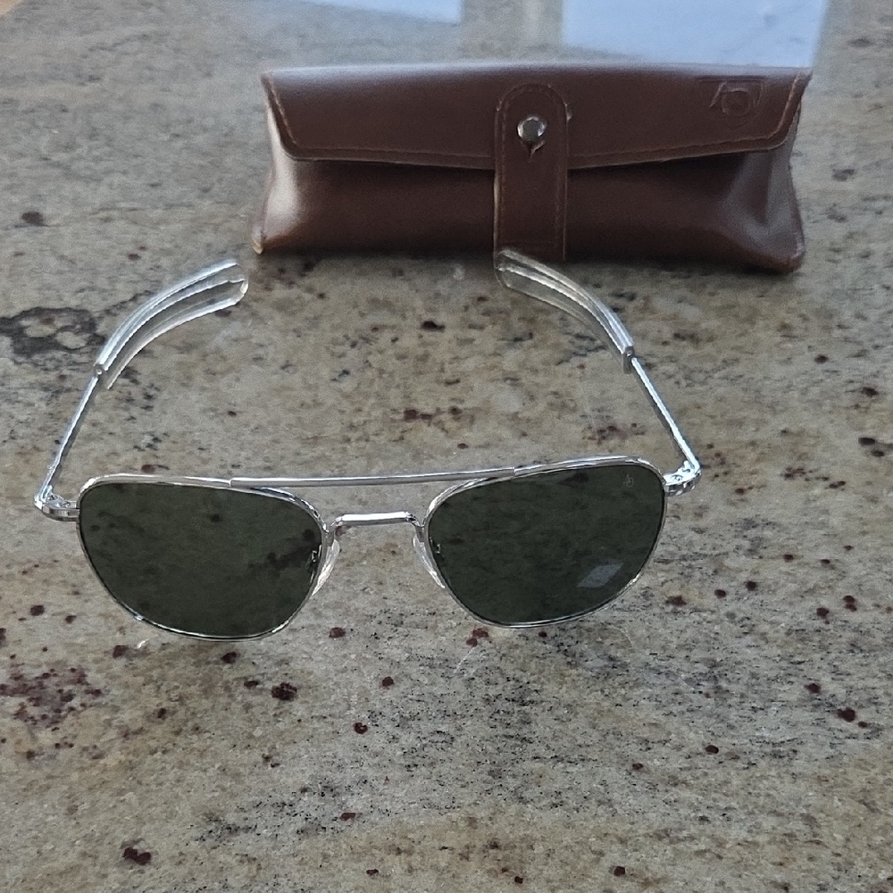 American Optical Original Pilot Silver Aviator Sunglasses. Brand NEW!